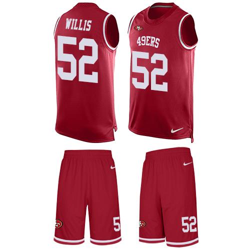 Nike 49ers #52 Patrick Willis Red Team Color Men's Stitched NFL Limited Tank Top Suit Jersey - Click Image to Close